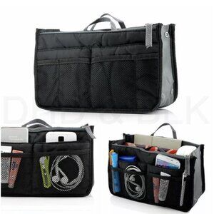 Multipurpose Travel Handbag Insert Organizer Multiple Pockets Black Unisex